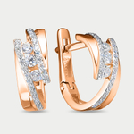Серьги женские с фианитами из красного золота 585 пробы (арт. 1205685)