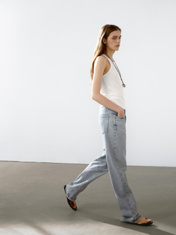 Massimo Dutti Топ из 100% хлопка на бретелях, натуральный, кремовый