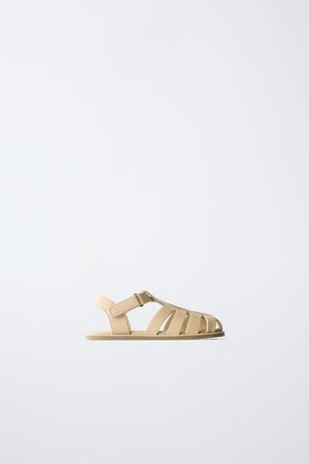 ZARA КОЖАНЫЕ САНДАЛИИ ,ПЕСОЧНО-КОРИЧНЕВЫЙ