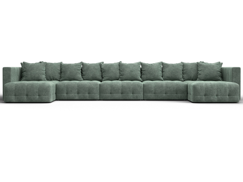 Диван П-образный Лига-052 НПБ МегаЛонг, BRUT 08 ВЕЛЮР зеленый