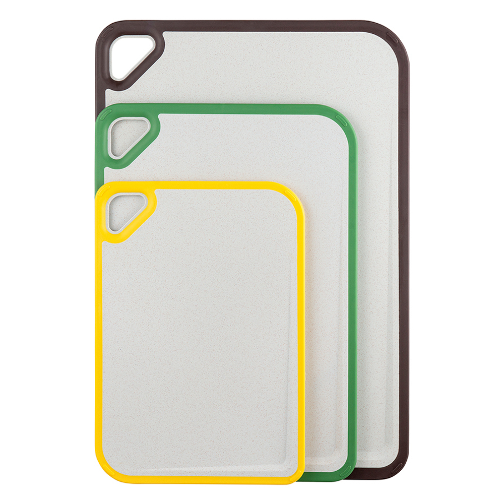 Доска разделочная из пшеничного волокна homi, 29х20 см, светло-серая с желтым кантом