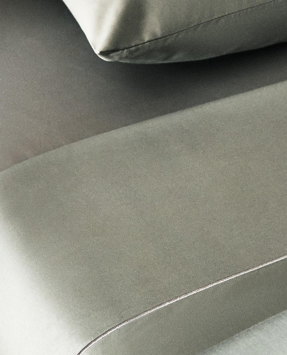 Zara Home - Простыня из сатина с подолом (300 нитей), синий, 290x280 см