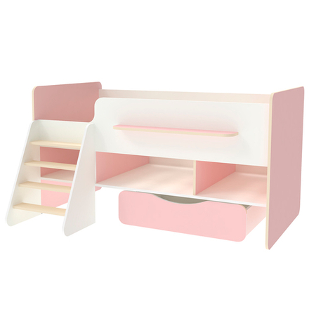 Кровать-чердак КарИВи Л-6 Белый  Розовый
