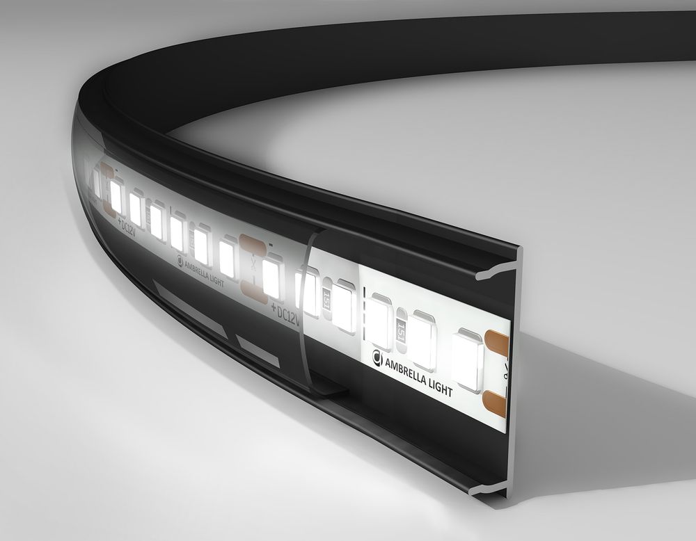 Ambrella Алюминиевый профиль накладной гибкий 18*4 для светодиодной ленты до 15мм Alum Profile GP1600BK/BK