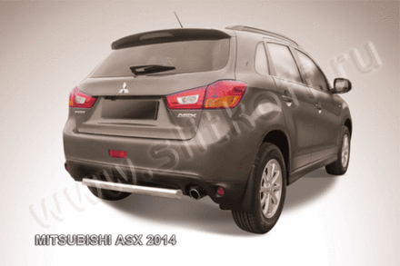 Защита заднего бампера (нержавейка) Mitsubishi ASX (2012-2016) d76 короткая (черный)