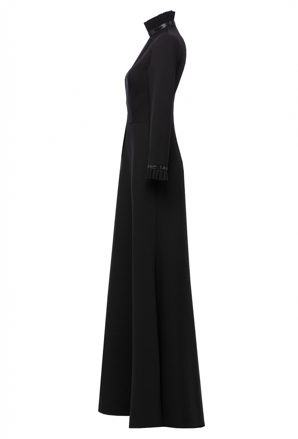 Длинное платье из крепа силуэт-рыбка черное 16-06-23 FW