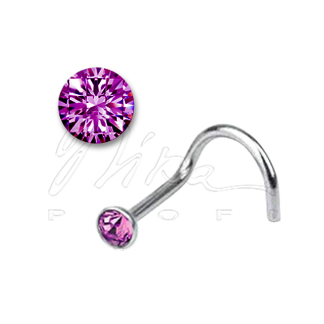 Нострил, сталь, с камнем аметист