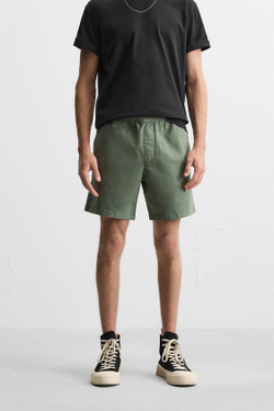 ZARA ШОРТЫ RELAXED FIT, ЗЕЛЕНЫЙ
