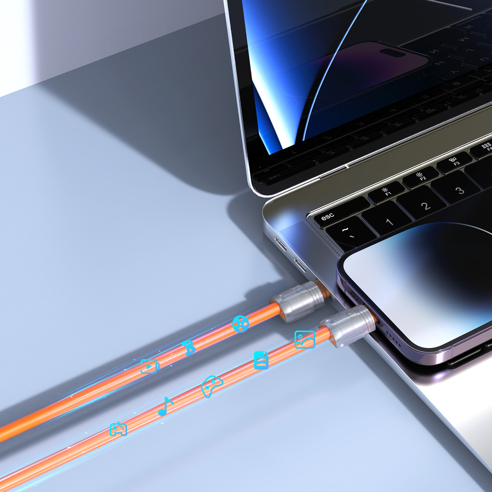 Кабель со съемным ремешком, разъемом USB-C на Lightning, быстрая зарядка 27W, длина 30см, оранжевый цвет, серия LCBA Series от Dux Ducis