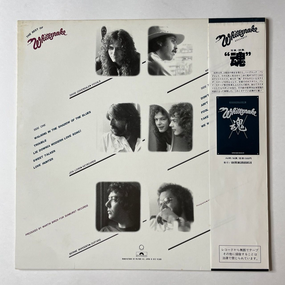 Винтажная виниловая пластинка LP The Best Of Whitesnake (Japan 1981) (Obi) Love Hunter