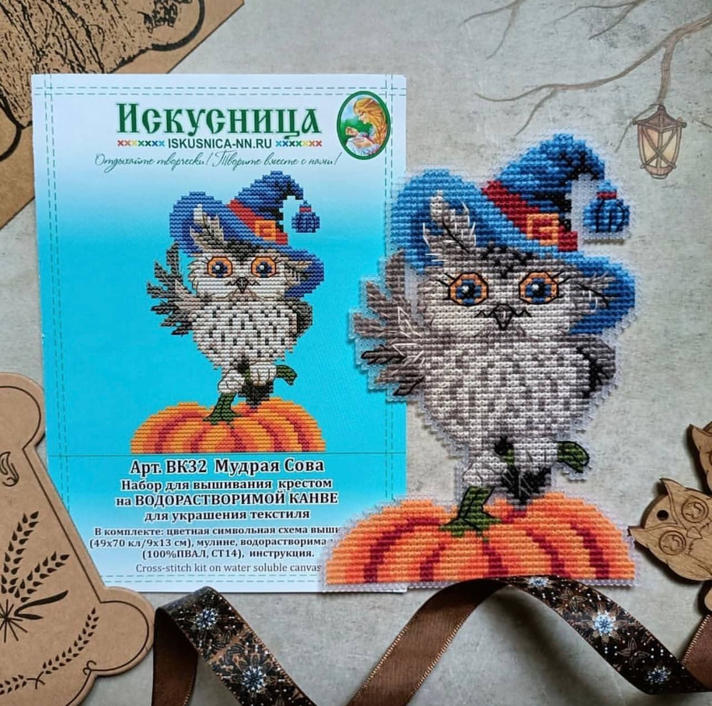 Набор для вышивания крестом на одежде Искусница "Мудрая сова"