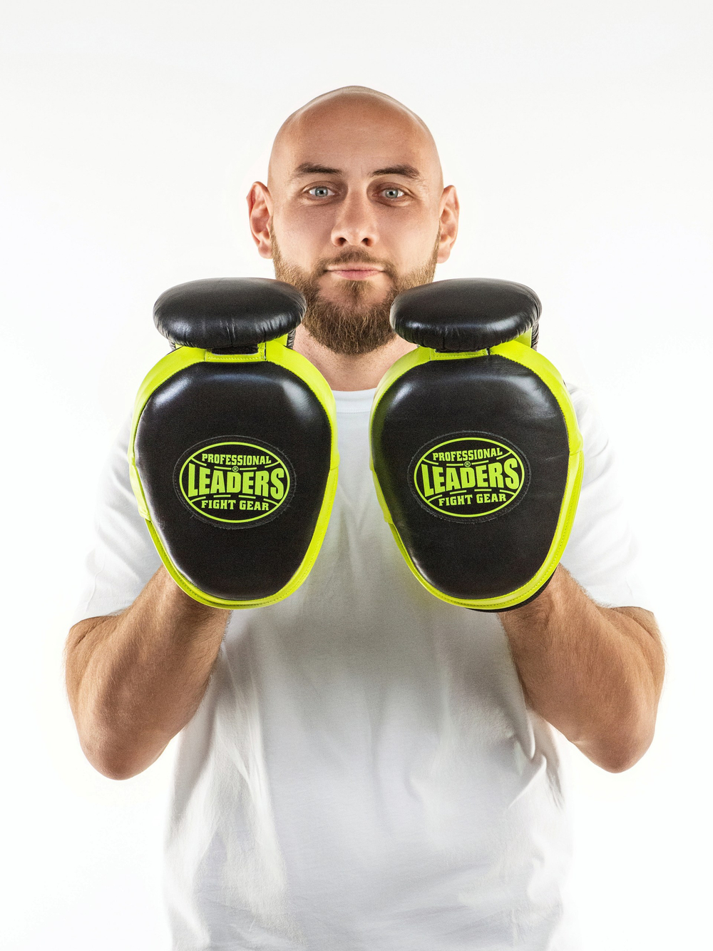 Лапы тренерские LEADERS DUAL BK/GN (ONE, кожа, черный/зеленый)