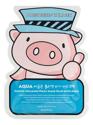 EUNYUL Тканевая маска для лица с гиалуроновой кислотой - Collagen Piggy Mask Pack With Aqua,  23мл