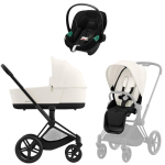 Коляска 3 в 1 Cybex Priam IV Matt Black complete и автокресло Aton S2 i-Size Moon Black Off White