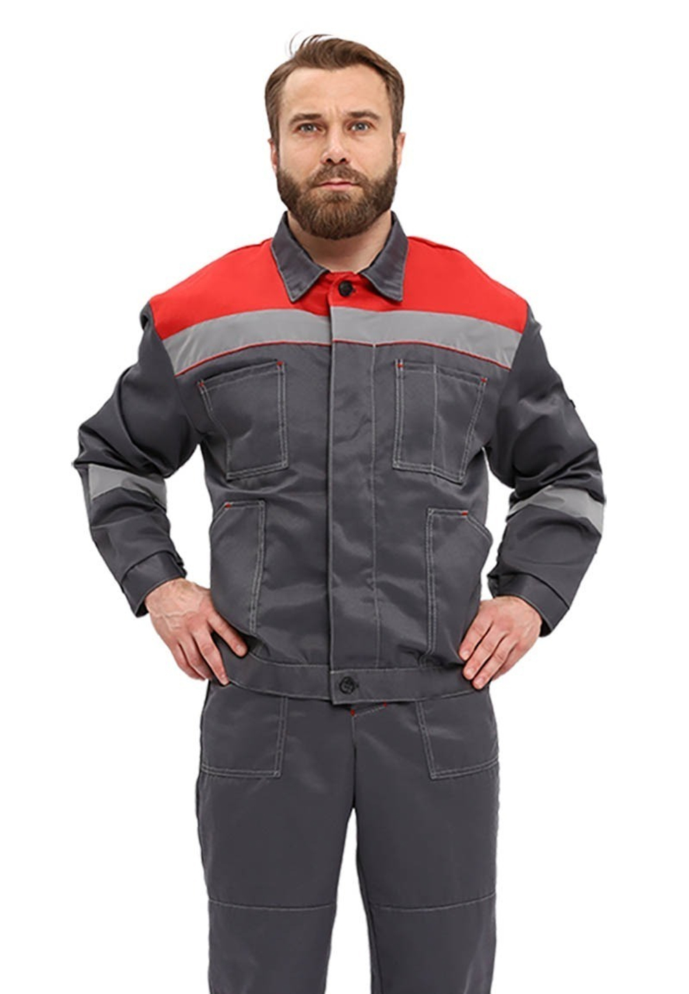 Костюм- куртка/брюки серый-красный