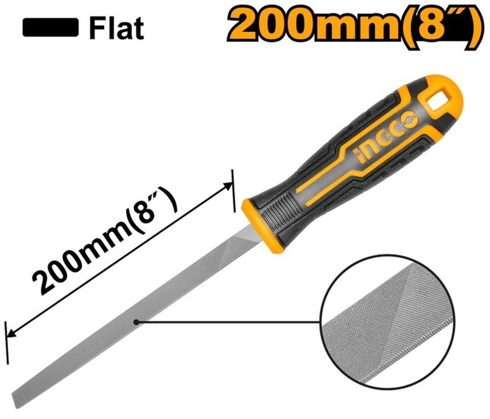 Напильник слесарный плоский INGCO HSFF088P INDUSTRIAL 200 мм