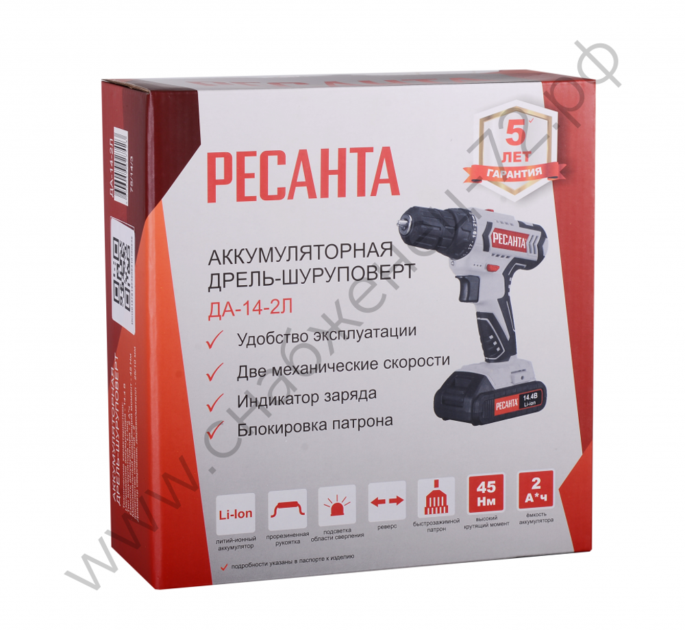 Дрель-шуруповерт аккумуляторная ДА-14-2Л Ресанта