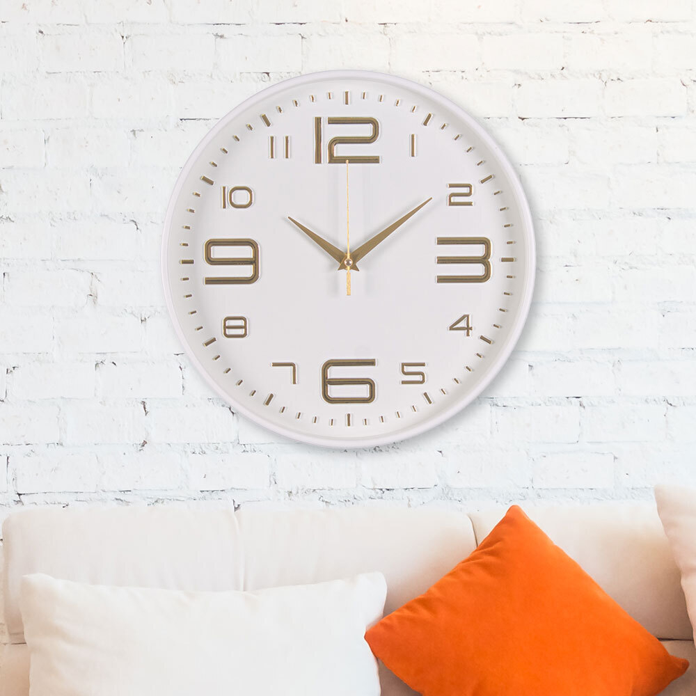 Часы настенные круглые d30см "Классика", корпус белый+золото