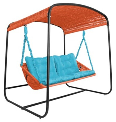 Качели DeckWOOD Sky Bed Lite (оранжевый, подушка голубая)
