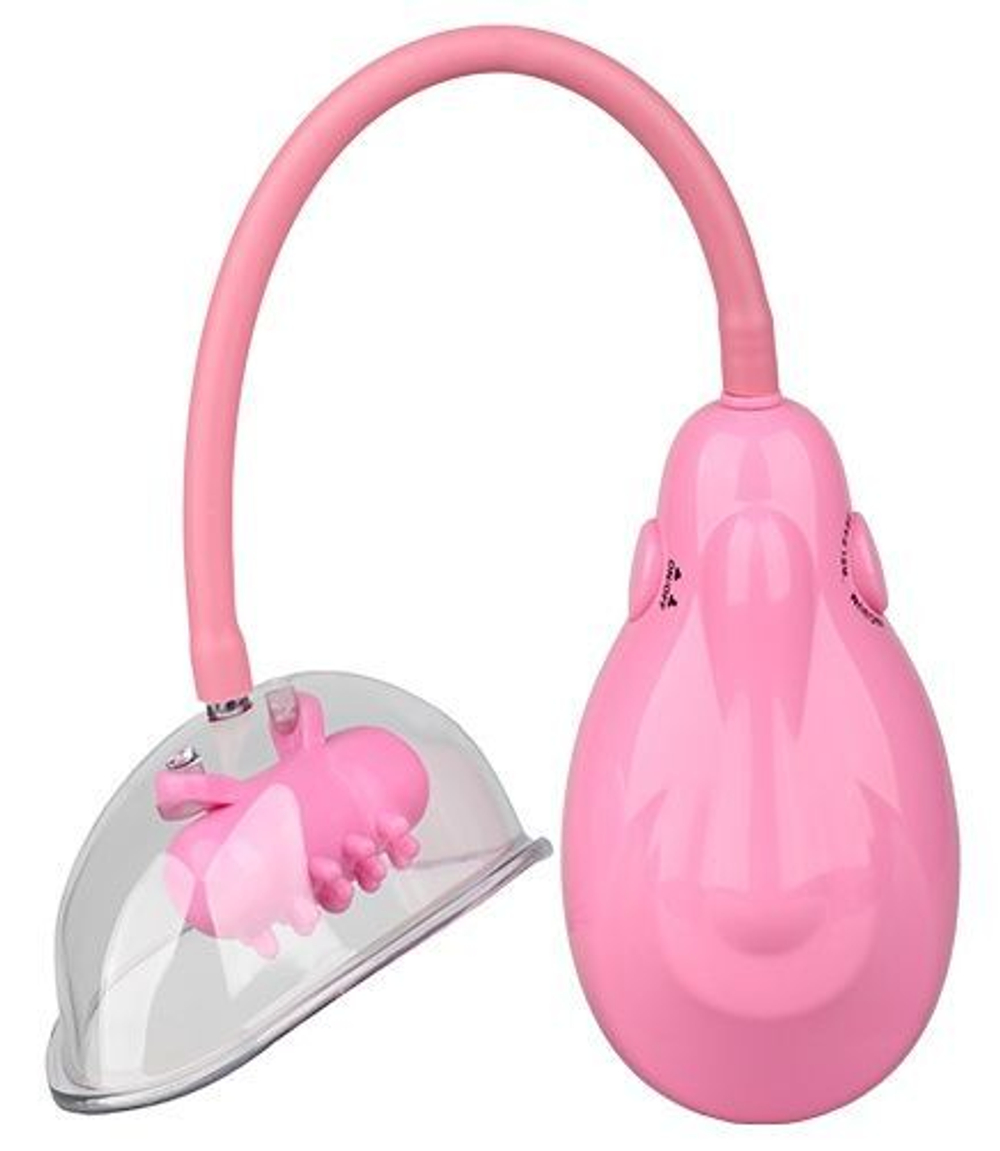 Розовый вакуумный вибромассажер VIBRATING VAGINA PUMP (Цвет: розовый)
