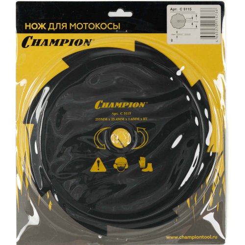 Нож CHAMPION для триммера 8 зубчатый d=255*25.4mm   C5115