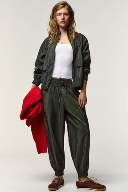 ZARA БРЮКИ С МАНЖЕТАМИ, ХАКИ