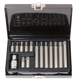Набор бит TORX с битодержателем,15пр. 1/2''(L: 30/75мм, Т20,Т25,Т30,Т40,Т45,Т50,Т55) RockForce##Rock FORCE RF-4156(C)