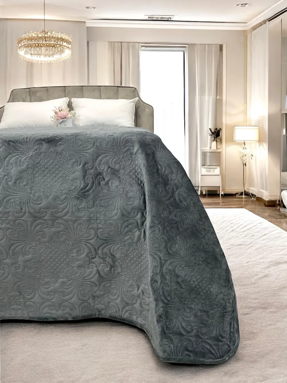 Покрывало 220х240 стеганое для кровати и дивана