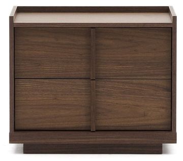 Прикроватная тумбочка Onix 2 ящика шпон ореха в темной отделке 60 x 59 см