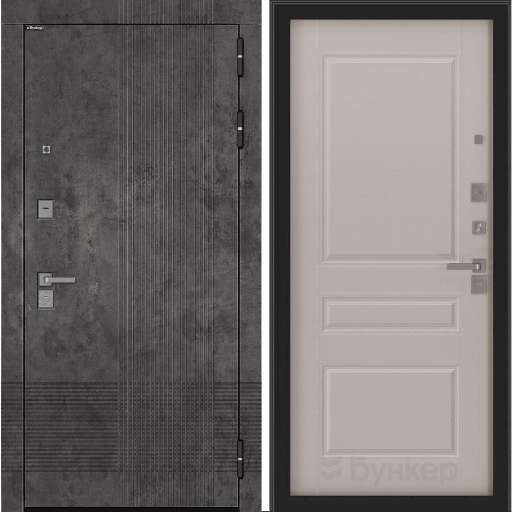 Входная металлическая дверь Бункер BN-08 Марморино темный / фл-711 Капучино 853-2 (темно-белый)