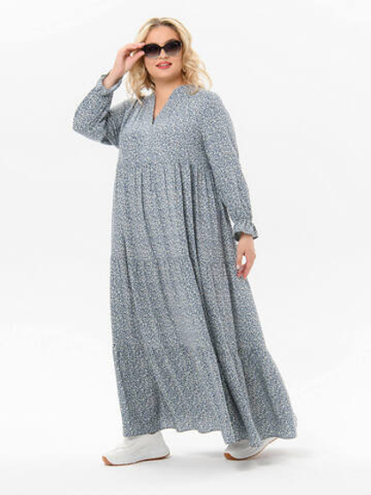 Платье с тунисским вырезом Голубика