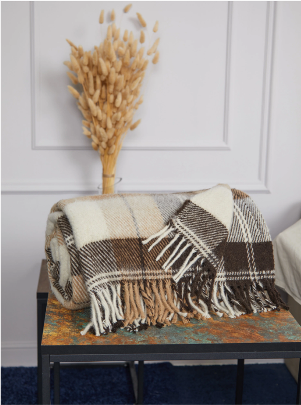 Плед-покрывало из овечьей шерсти 170х210 см "Venera", цвет Коричнево-бежевый