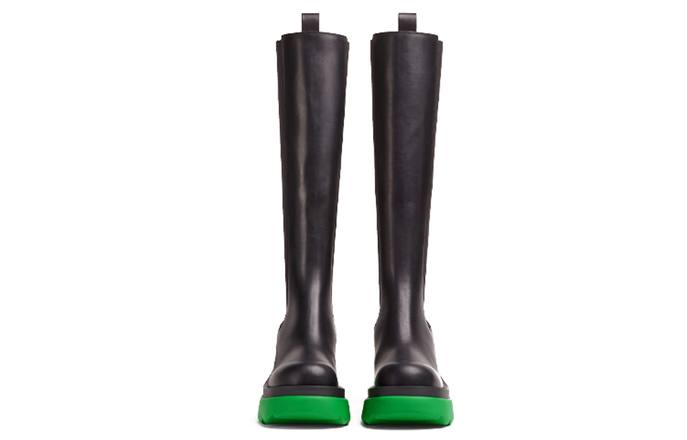 Bottega Veneta Leather Heel Boot Black Green Women"s