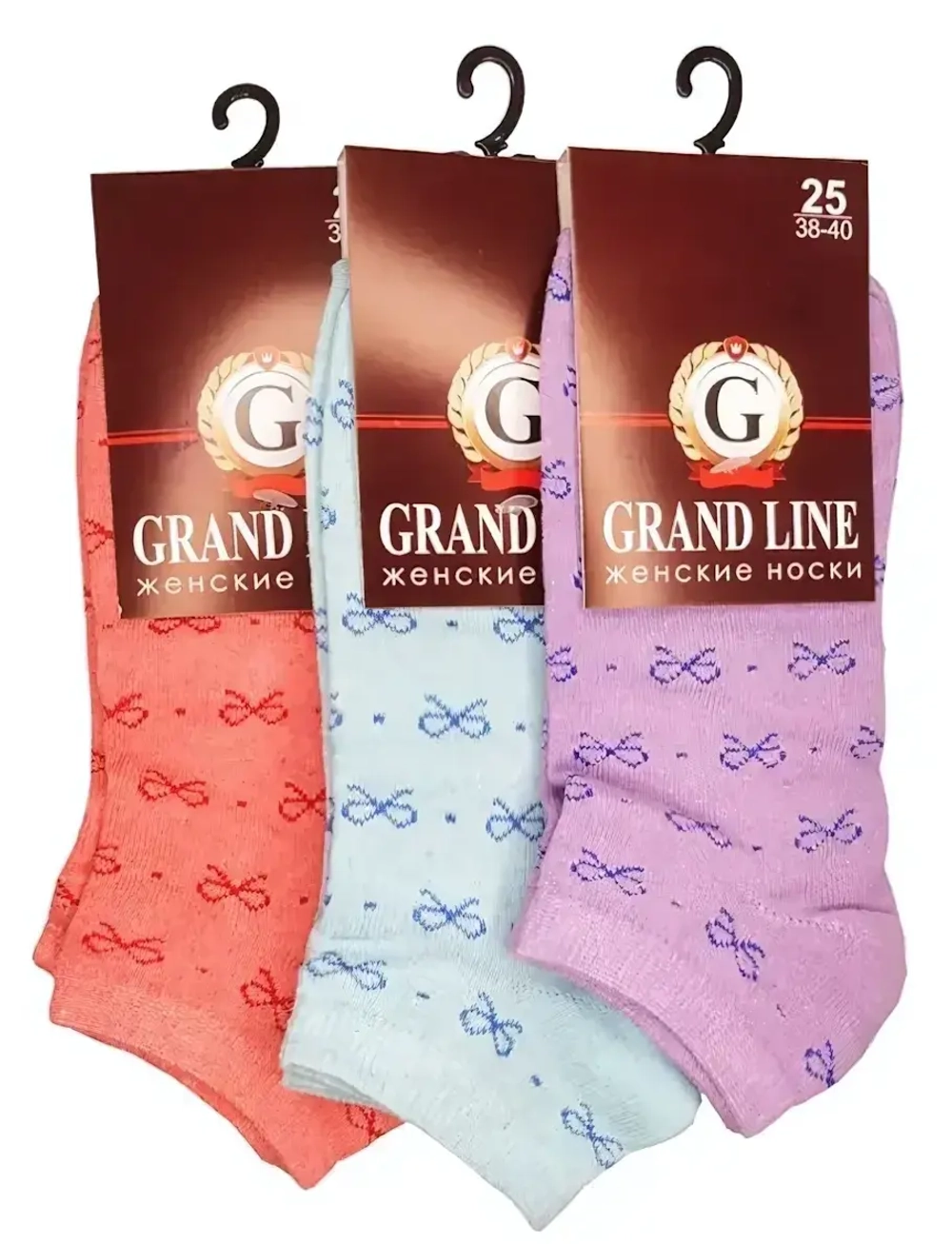 Носки женские GRAND LINE (ЖК-08, бантики), р. 25 (н) (в)