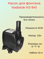 Насос для фонтана Vodotok HJ-941, напор 1,3 м