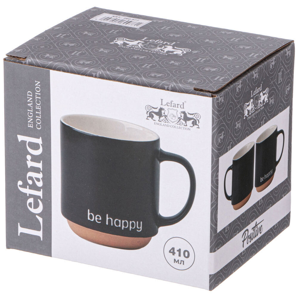 Кружка 410мл Be happy, черная