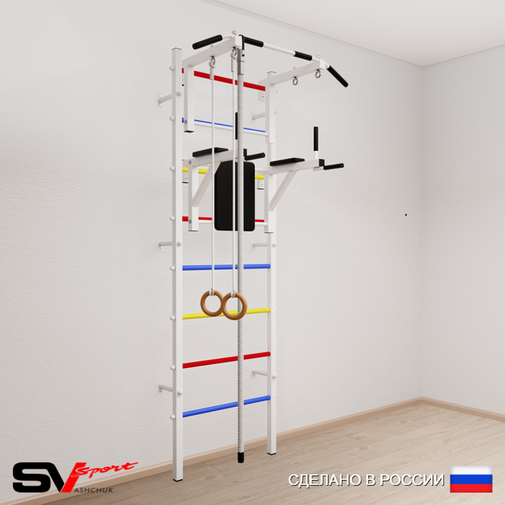 Шведская стенка Sv Sport усиленная 674 (Турник стандарт/Брусья/Канат/Кольца)