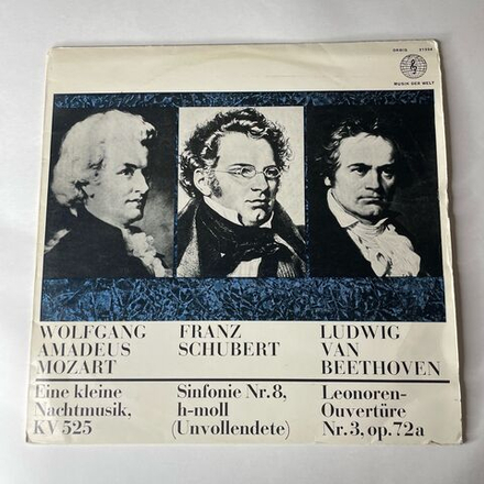 Винтажная виниловая пластинка LP Сборник Классической Музыки, Моцарт Mozart, Шуберт Schubert, Бетховен Beethoven, Eine Kleine Nachtmusik, KV 525, Sinfonie Nr. 8 (Германия 1963)