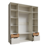 Шкаф-пенал Лилль с полками и штангой дуб крафт белый/дуб крафт табачный