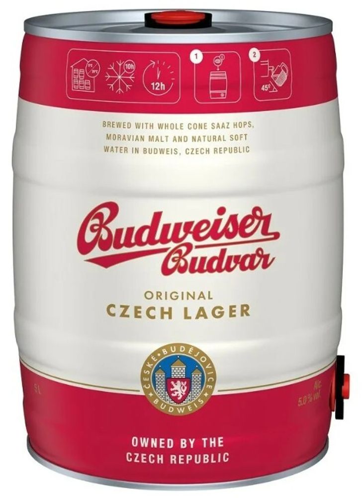 Пиво Будвайзер Светлый Лежак / Budweiser Budvar Svetly Lezak 5л