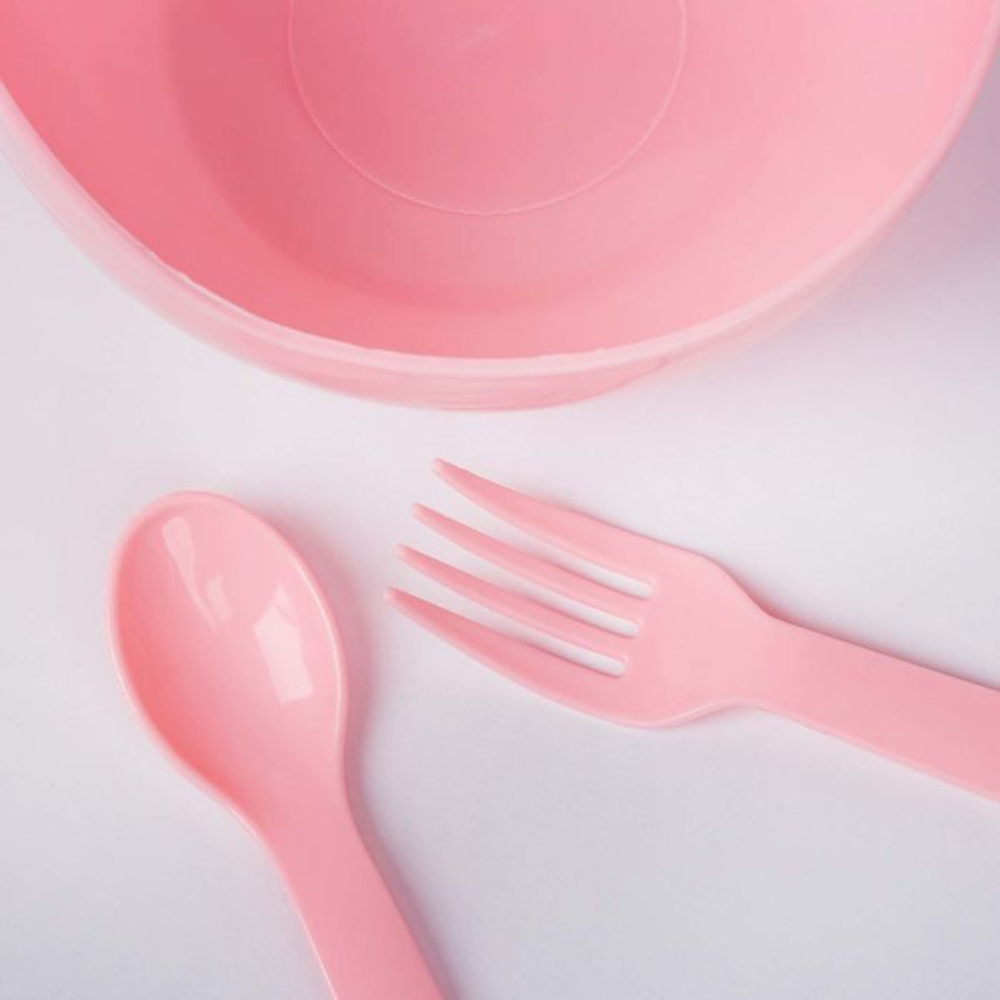 1886886 Набор детской посуды, 3 предмета: миска 250 мл, ложка, вилка, от 5 мес., цвета МИКС