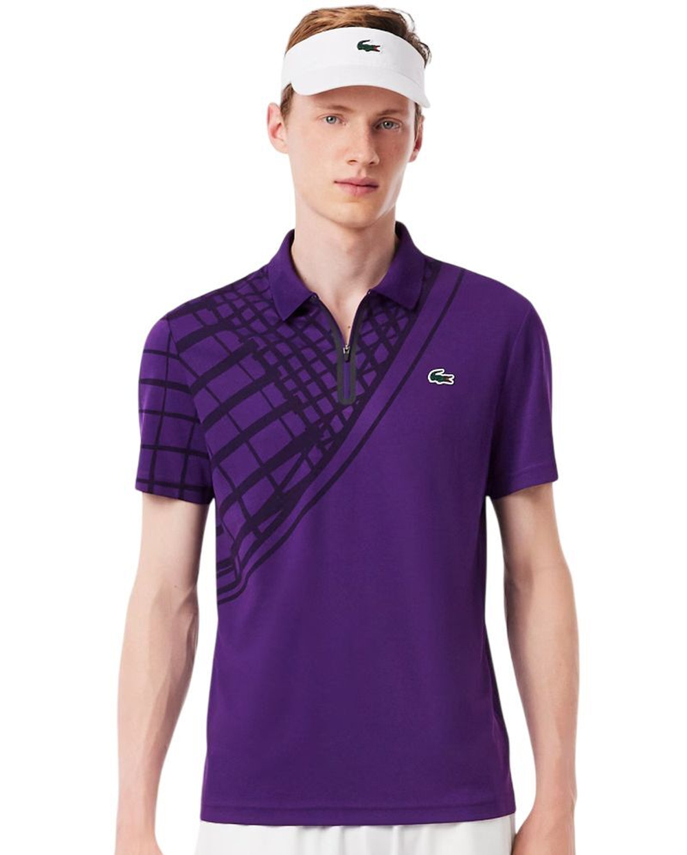 Теннисное поло Lacoste Ultra Dry Printed Slim Fit - purple plum