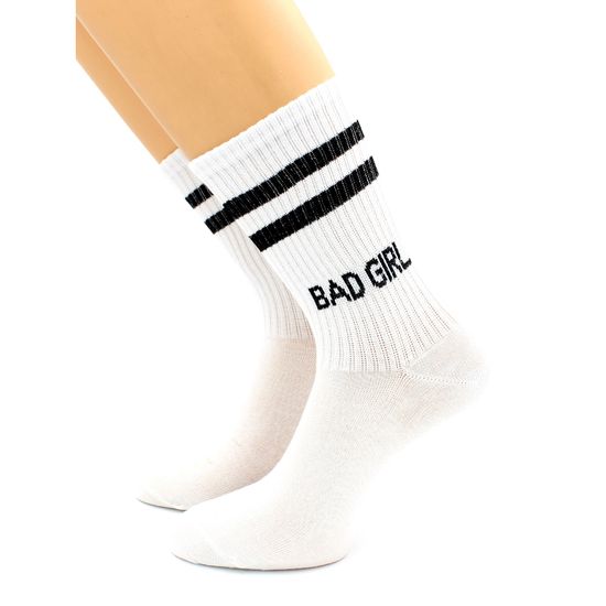 Носки с надписью "Bad girl" белые Hobby Line