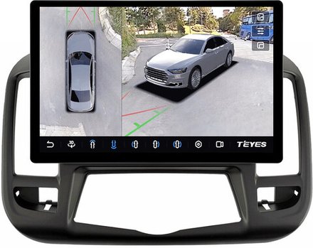 Магнитола для Nissan Teana J32 2008-2013 (монохромный экран, рамка 9 тип 3) - Teyes CC3-2K-360 монитор 13" 2K QLED на Android 10, 6Гб+128Гб, CarPlay, 4G SIM-слот, 4 камеры в комплекте