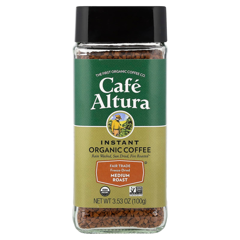 Cafe Altura, растворимый органический кофе, средней обжарки, сублимированный, 100 г (3,53 унции)