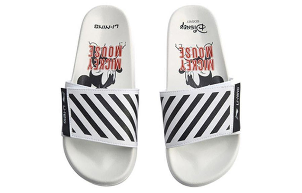 Disney/Disney x LiNing Li Ning trendy one-word slippers Men's White