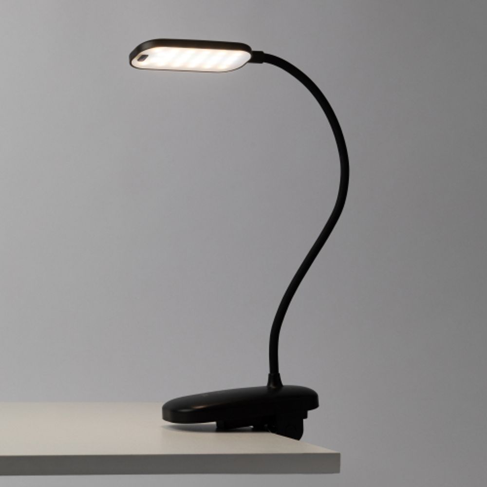 Настольный светильник ЭРА NLED-525-6W-BK светодиодный аккумуляторный на прищепке черный