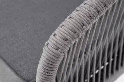 "Канны" кресло плетеное из роупа, каркас алюминий белый муар, роуп светло-серый круглый, ткань серая 017