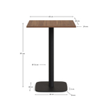 Dina высокий стол из меламина с ореховой отделкой и металлической черной ножкой 60x60x96