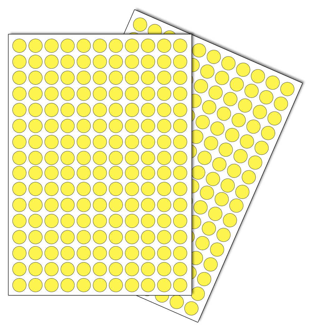 Светло-желтые виниловые наклейки для упаковки и маркировки Policomprint M10, 10 мм. 352 шт.